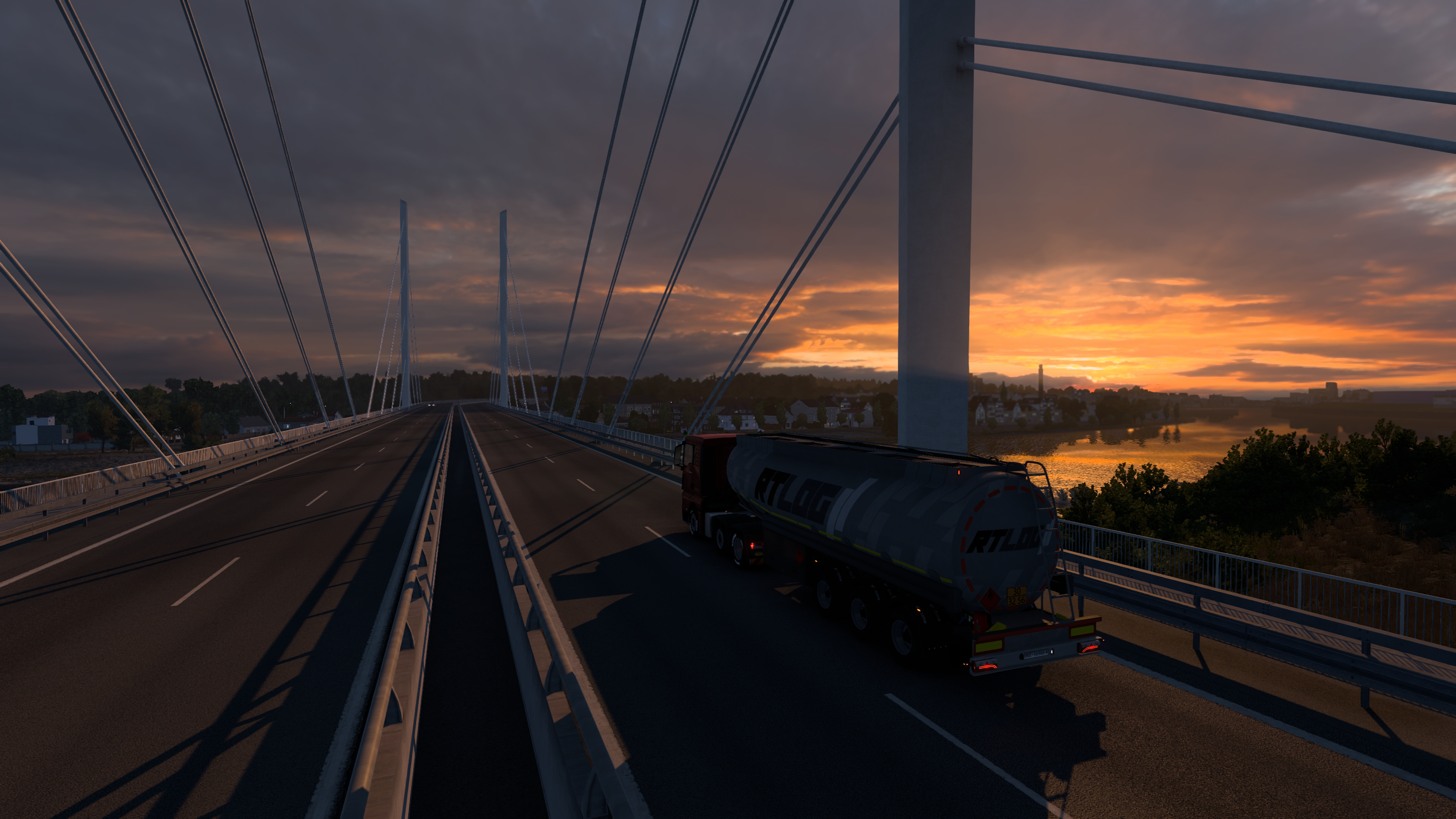 Crossing a Bridge at Sunset